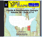 Buy digital map disk YellowMaps U.S. Topo Maps Volume 38 (Zone 17-4) Florida & Southeastern Georgia from Florida Maps Store