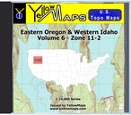 Buy digital map disk YellowMaps U.S. Topo Maps Volume 6 (Zone 11-2) Eastern Oregon & Western Idaho from Oregon Maps Store