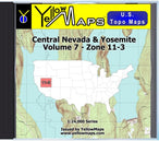 Buy digital map disk YellowMaps U.S. Topo Maps Volume 7 (Zone 11-3) Central Nevada & Yosemite from Nevada Maps Store