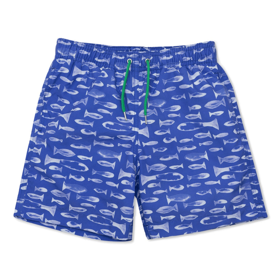 BUNKS Boys Blue Swim Shorts With 'Inky Fish' Printed Design – BUNKS ...