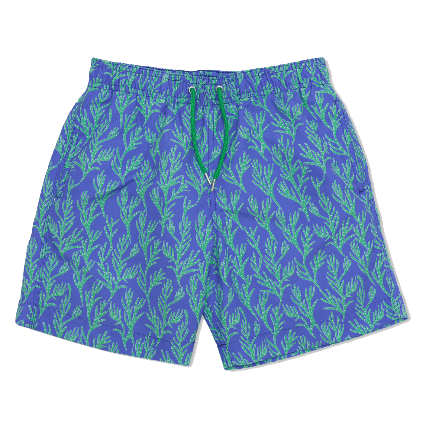 Mens Blue Swim Shorts With 'Seaweed' Printed Design – BUNKS | Swimming ...