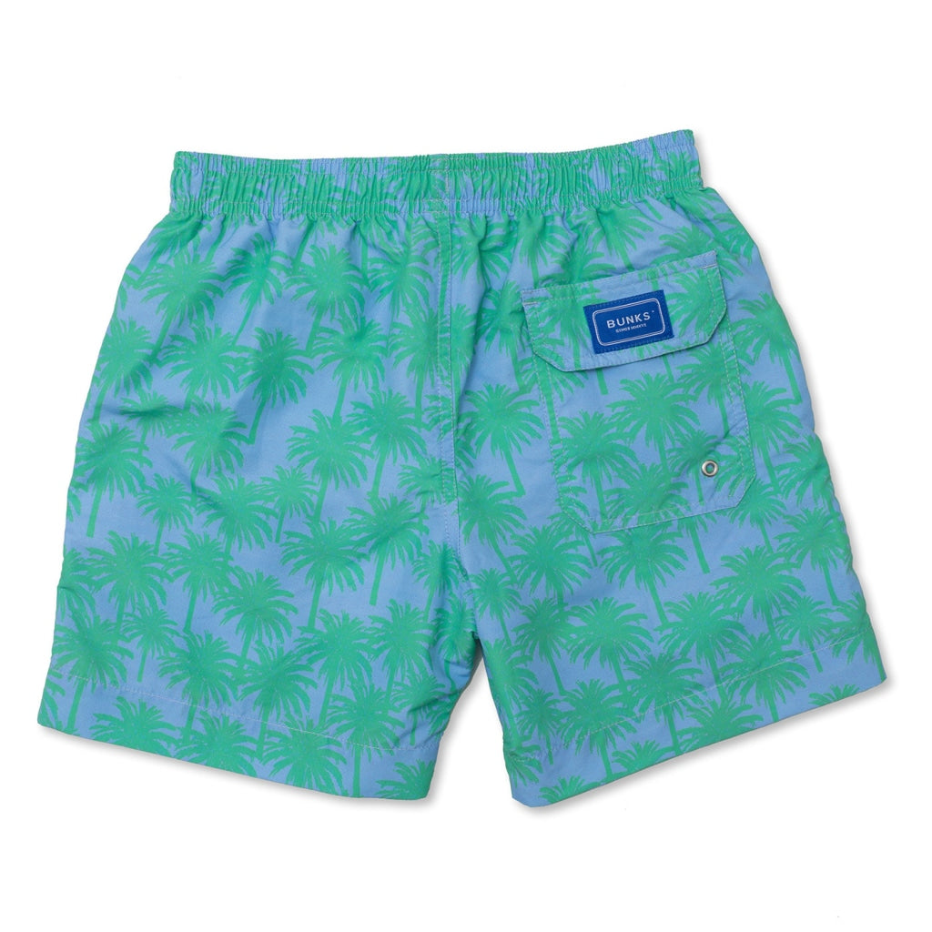 Mens Green Swim Shorts With 'Palm' Printed Design – BUNKS | Swimming ...