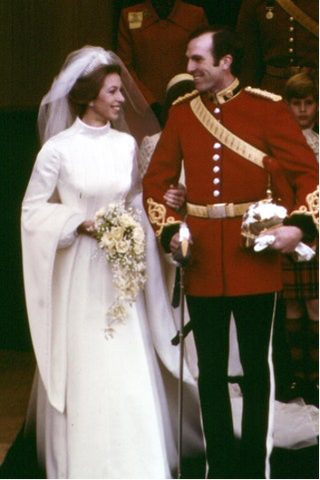 Princess Anne and Captain Mark Phillips on their wedding day