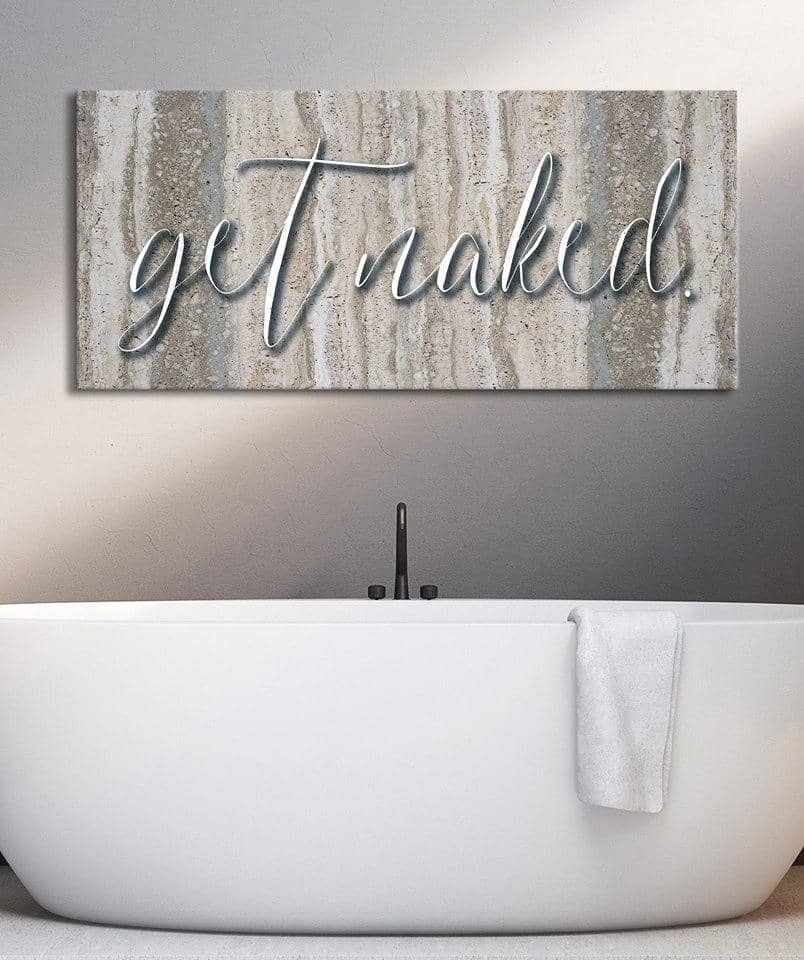 bathroom wall art: get naked granite (wood frame ready to hang)