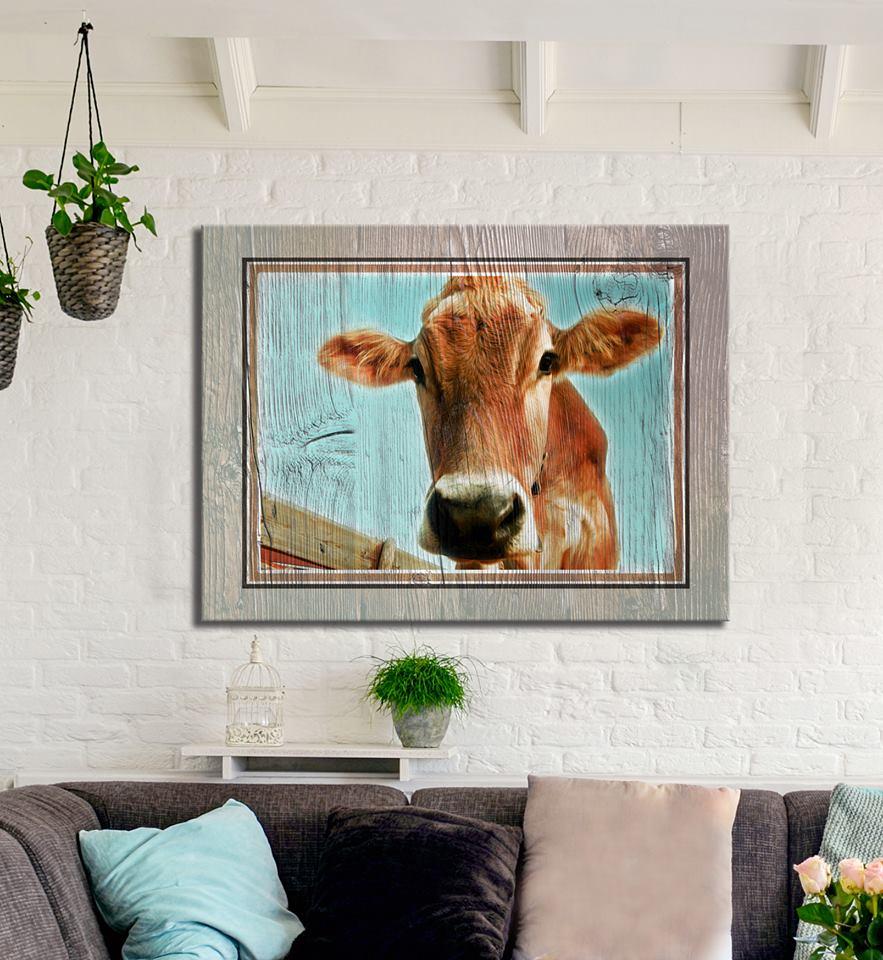 Simple Farmhouse Wall Art Cow for Living room