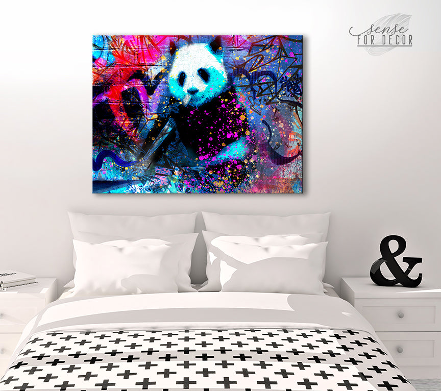 Teen Wall Art Panda Wood Frame Ready To Hang Sense Of Art