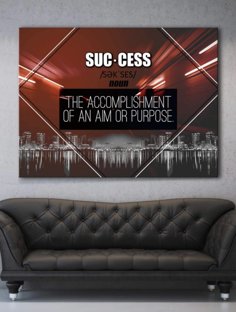 Business Wall Art Success Quotes Wood Frame Ready To 
