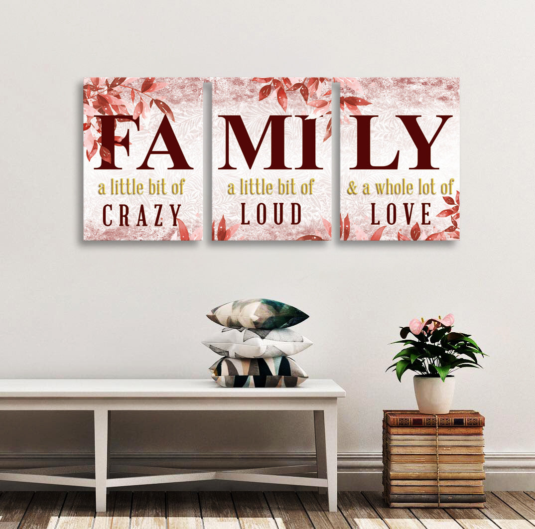 Family Wall Art: Family this is us a little bit of crazy Set of 3 (Woo ...