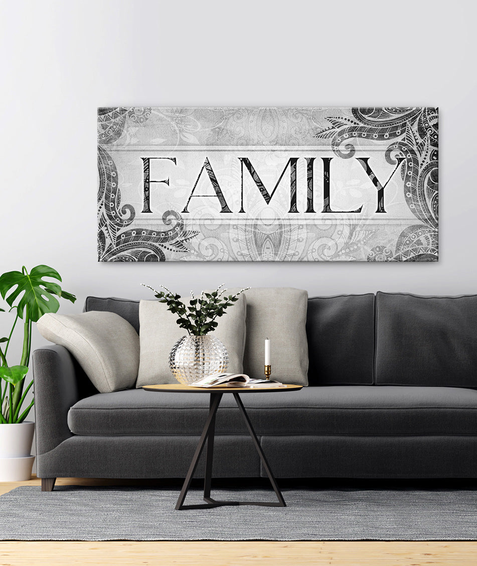 Family Wall Art: Family Word Sign V9 (Wood Frame Ready To Hang) - Sense Of Art