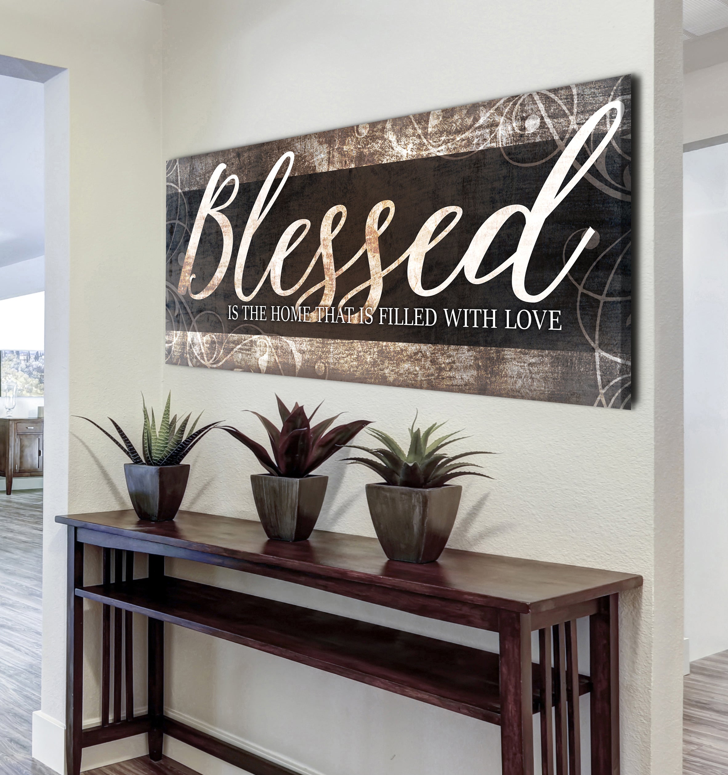 Image of Christian Wall Art: Blessed Is The Home (Wood Frame Ready To Hang)  i J 