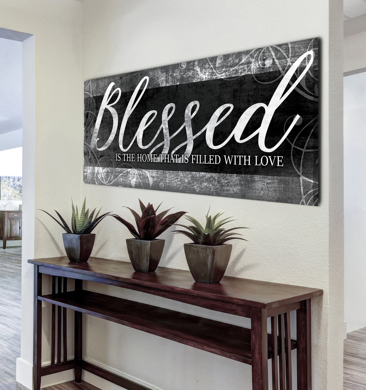 Christian Wall Art: Blessed Is The Home (Wood Frame Ready To Hang) - Sense Of Art