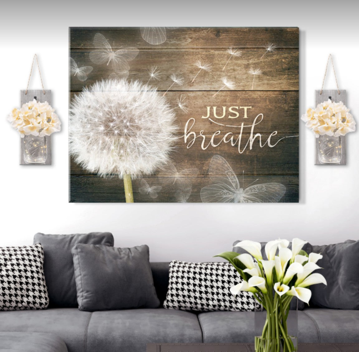 Image of Home Wall Art: Just Breathe V7 (Wood Frame Ready To Hang)