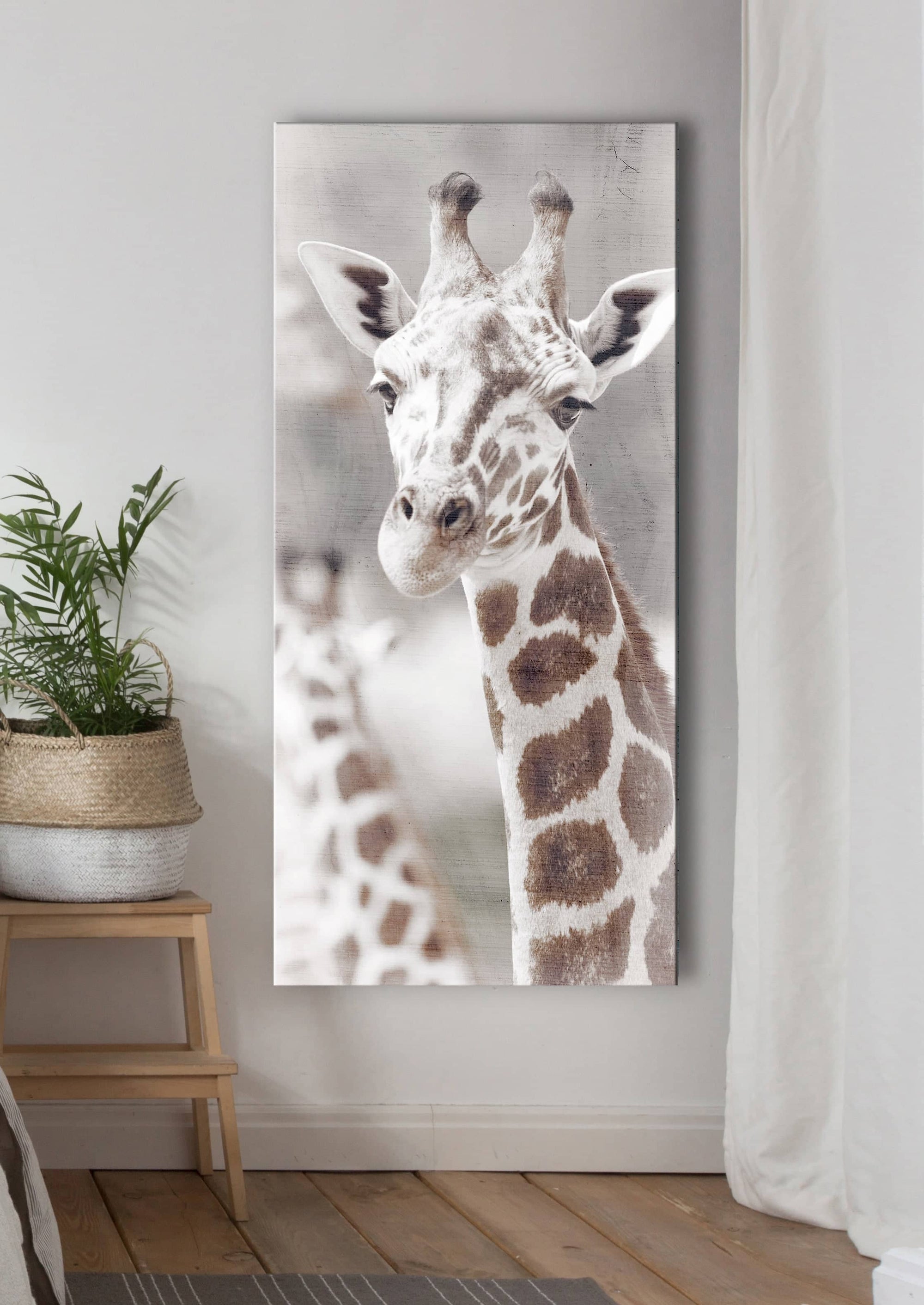 Animal Wall Art: Giraffe Face (Wood Frame Ready To Hang) - Sense Of Art