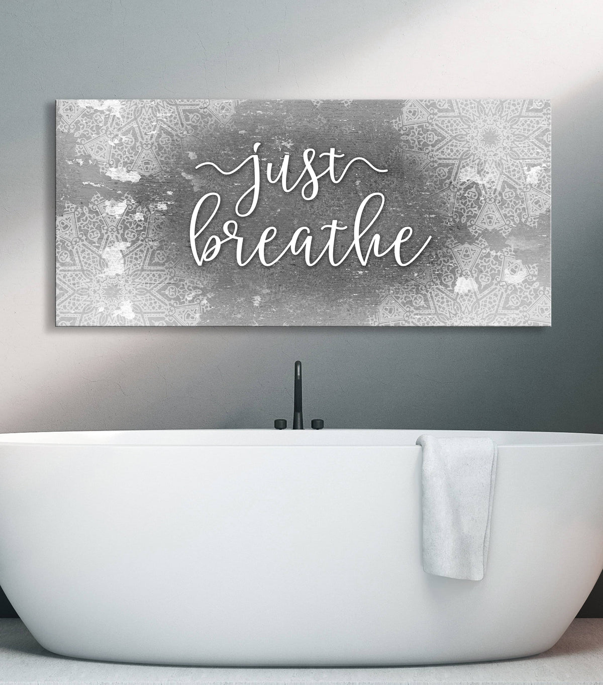 Download Bathroom Wall Art Just Breathe V5 Wood Frame Ready To Hang Sense Of Art