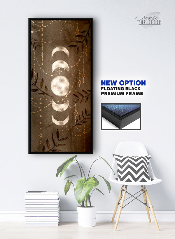 Home Wall Art: Boho Moon Phases V3 (Wood Frame Ready To Hang) - Sense ...
