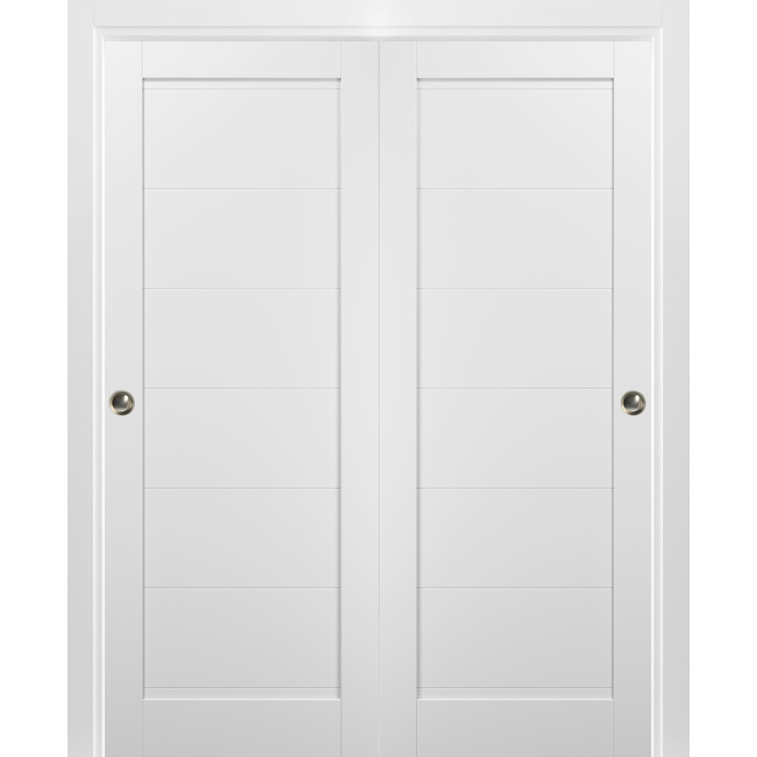 French Double Panel Lite Doors with Hardware | Quadro 4522 White Silk ...