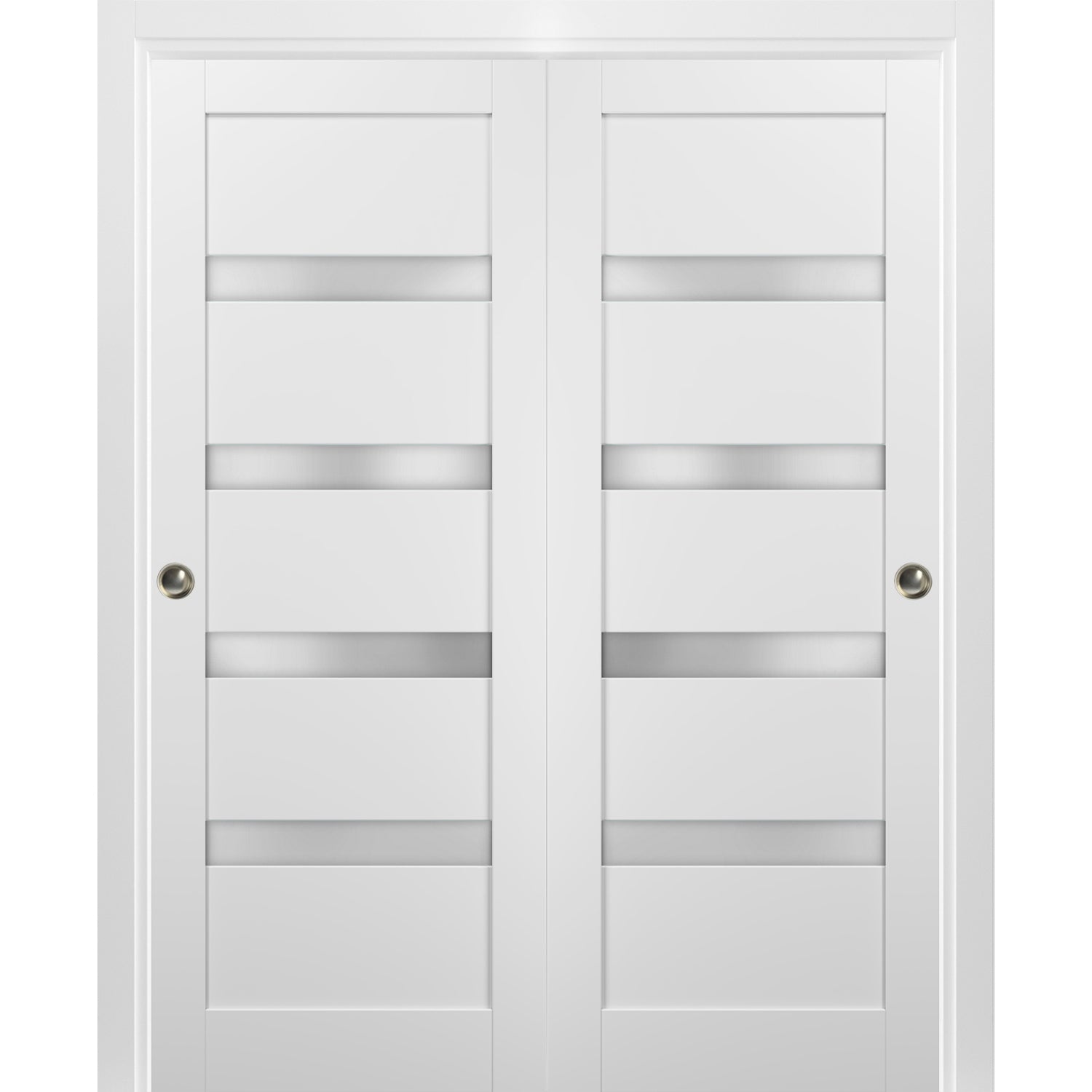 Sliding Closet Bypass Doors with hardware | Quadro 4111 White Silk ...