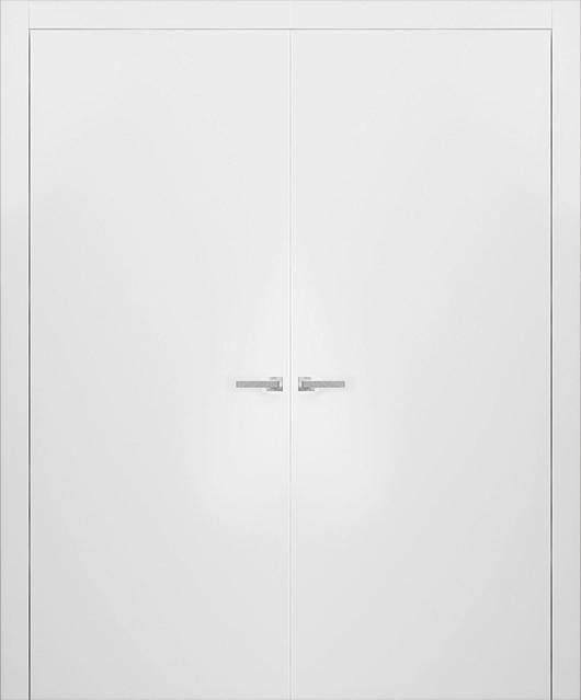 Planum 0010 Modern Flush Solid Wood Closet Interior Double Doors White Silk