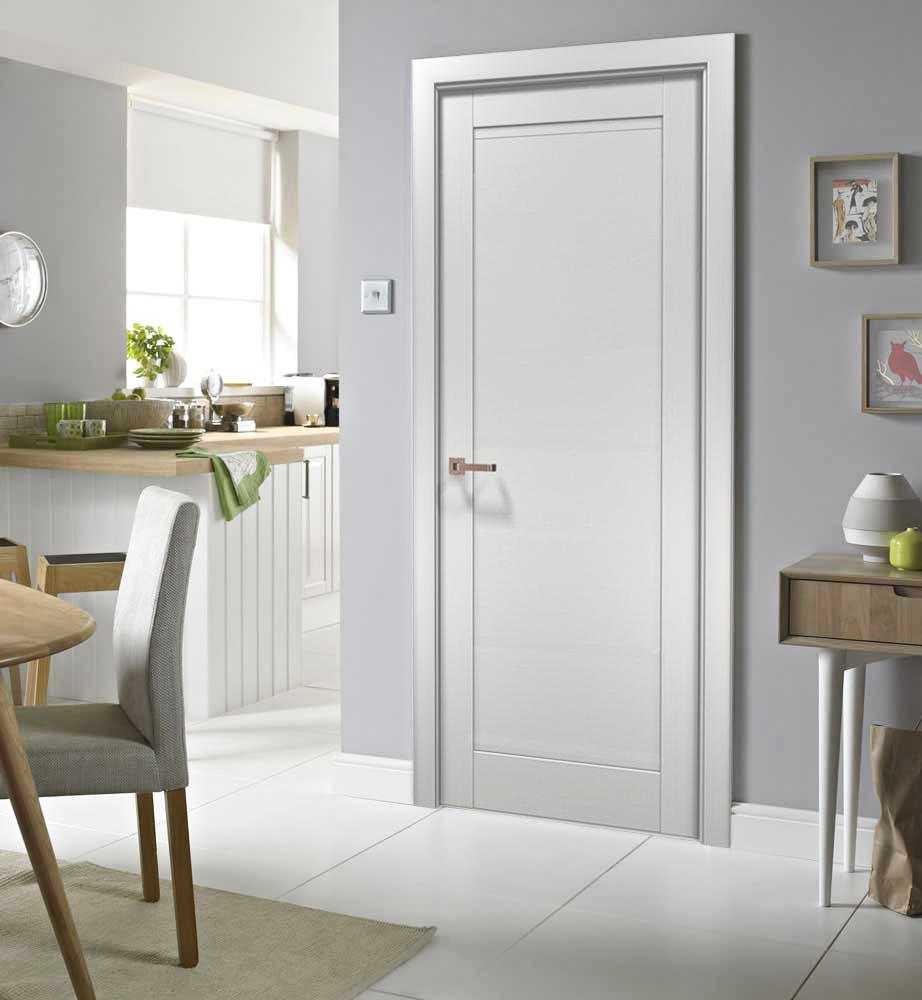 Modern Mdf Interior Door With Hardware Quadro 4111 White Ash Single Pre Hung Panel Frame Trims Bathroom Bedroom Sturdy Doors