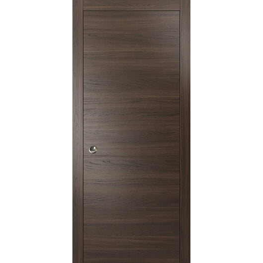 Planum 0010 Modern Interior Solid Wood Flush Sliding Closet Pocket Door Chocolate Ash With Frames Pulls Track Hardware Set