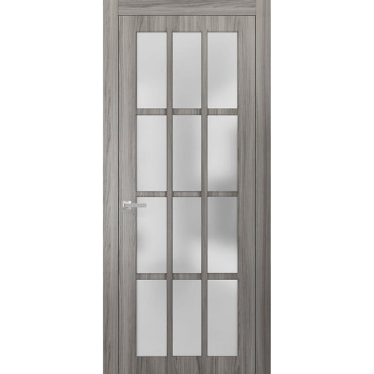 Solid French Door Frosted Glass 12 Lites Felicia 3312 Ginger Ash Gray Single Regural Panel Frame Trims Handle Bathroom Bedroom Sturdy Doors