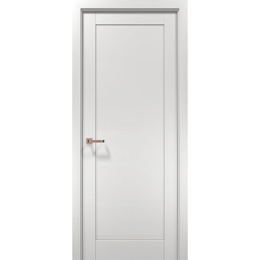 Modern Mdf Interior Door With Hardware Quadro 4111 White Ash Single Pre Hung Panel Frame Trims Bathroom Bedroom Sturdy Doors