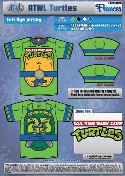 Cowabunga Turtles Mens Full Dye Jersey 2XL / Leonardo