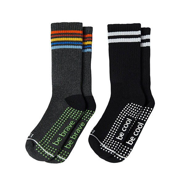 Boy 2 Pack Grip Crew Socks 4T-6T (Bobby) – Sticky Be Socks