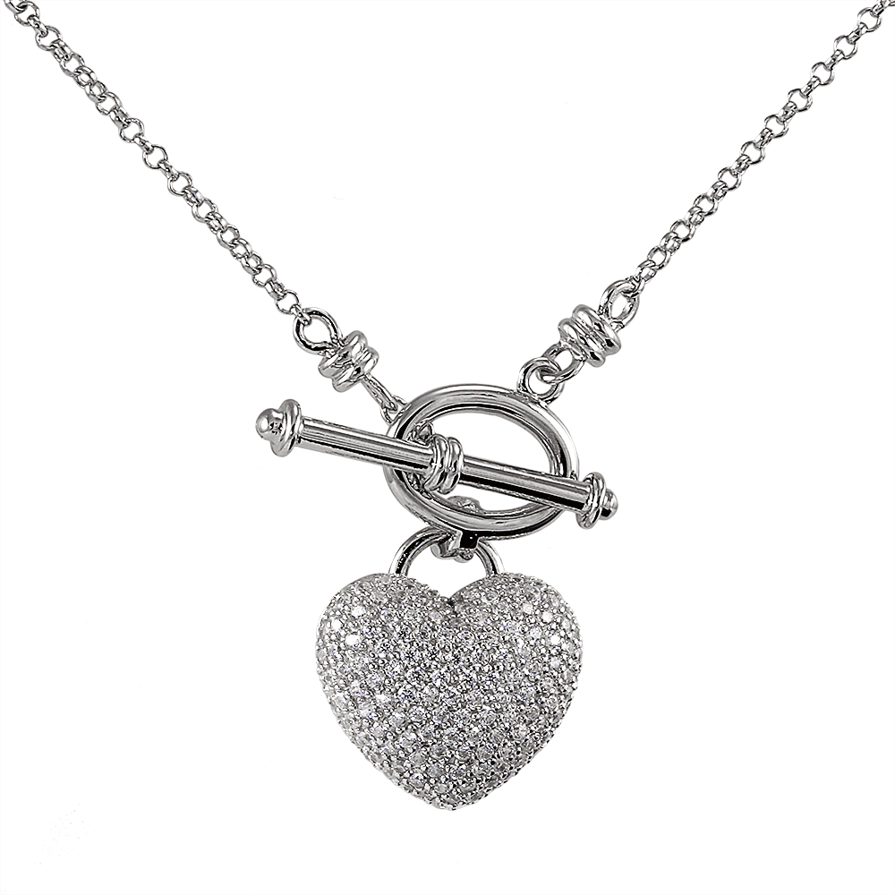 silver heart toggle necklace