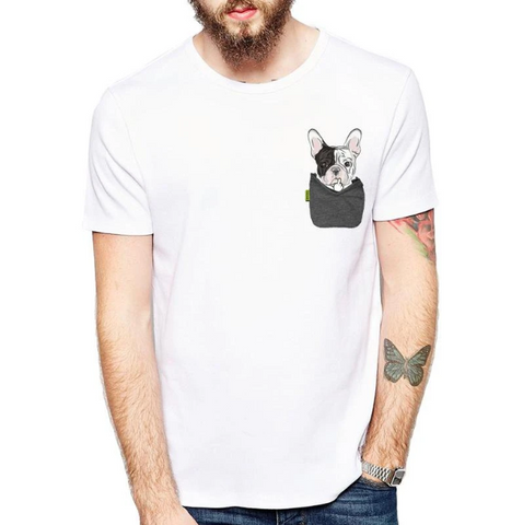 T-shirt à poche rabattable bouledogue français