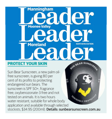 Manningham, Moonee Valley, Mooreland Leader Sun Bear Sunscreen