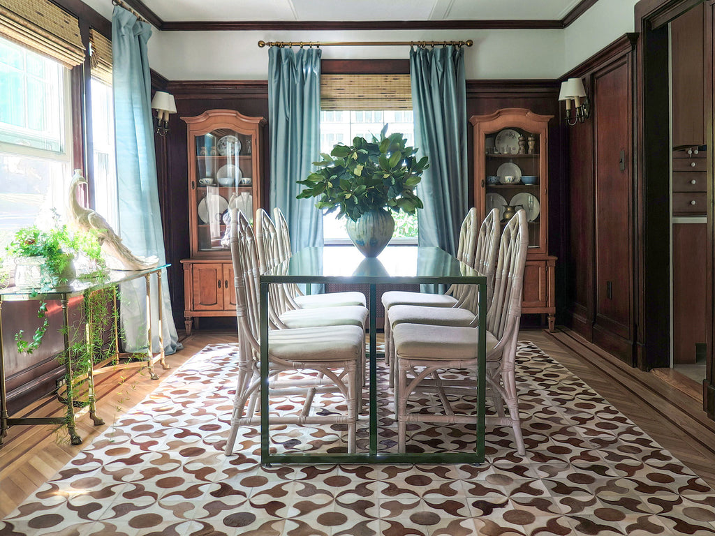 Eclectic Dining Room with Wood Panels for Fall