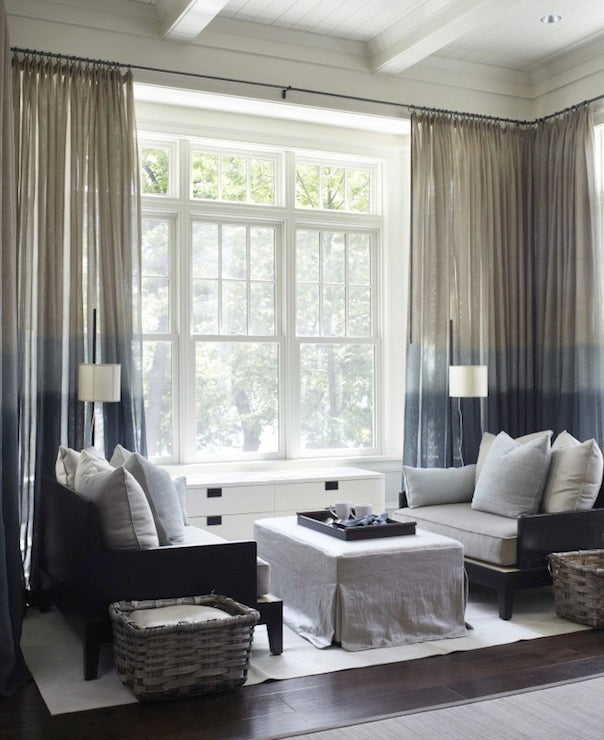 Soft Fabric Dip-Dyed Ombre Curtains in a Contemporary Style Living Room