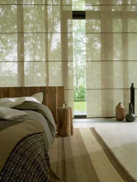 shoji screens in japanese inspired bedroom