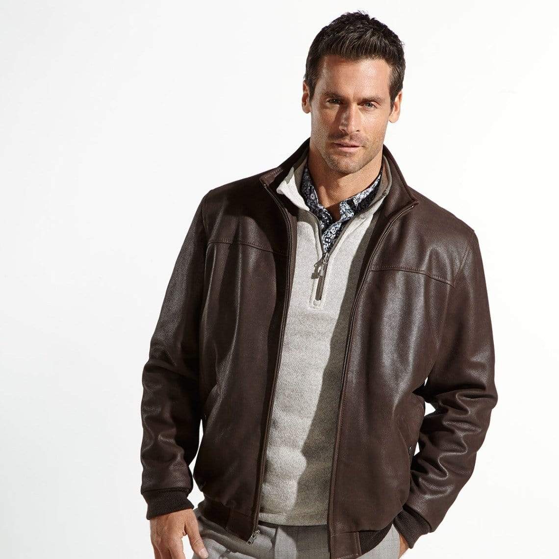 Leather Flight Jacket Satin-Lined