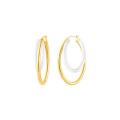 Double Oval Enamel Hoop Earrings