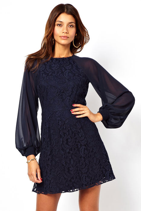 Lace Vintage Dress with Blouson Sleeves – SEXY AFFORDABLE CLOTHING