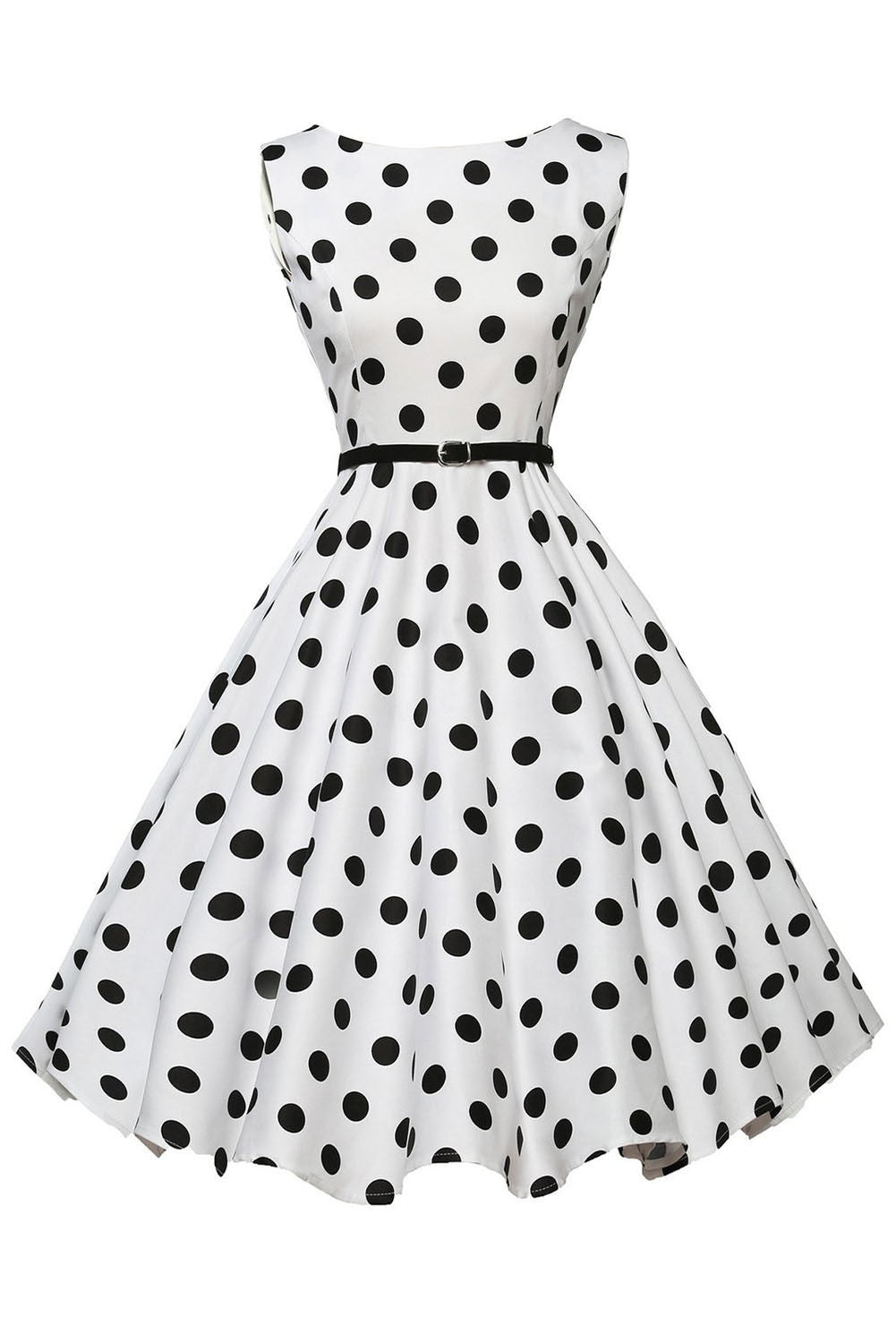 white with black dots dress