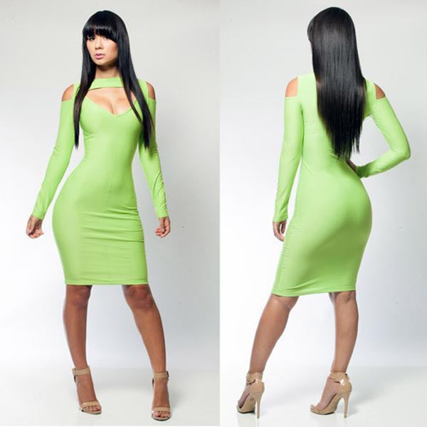 lime green bandage dress