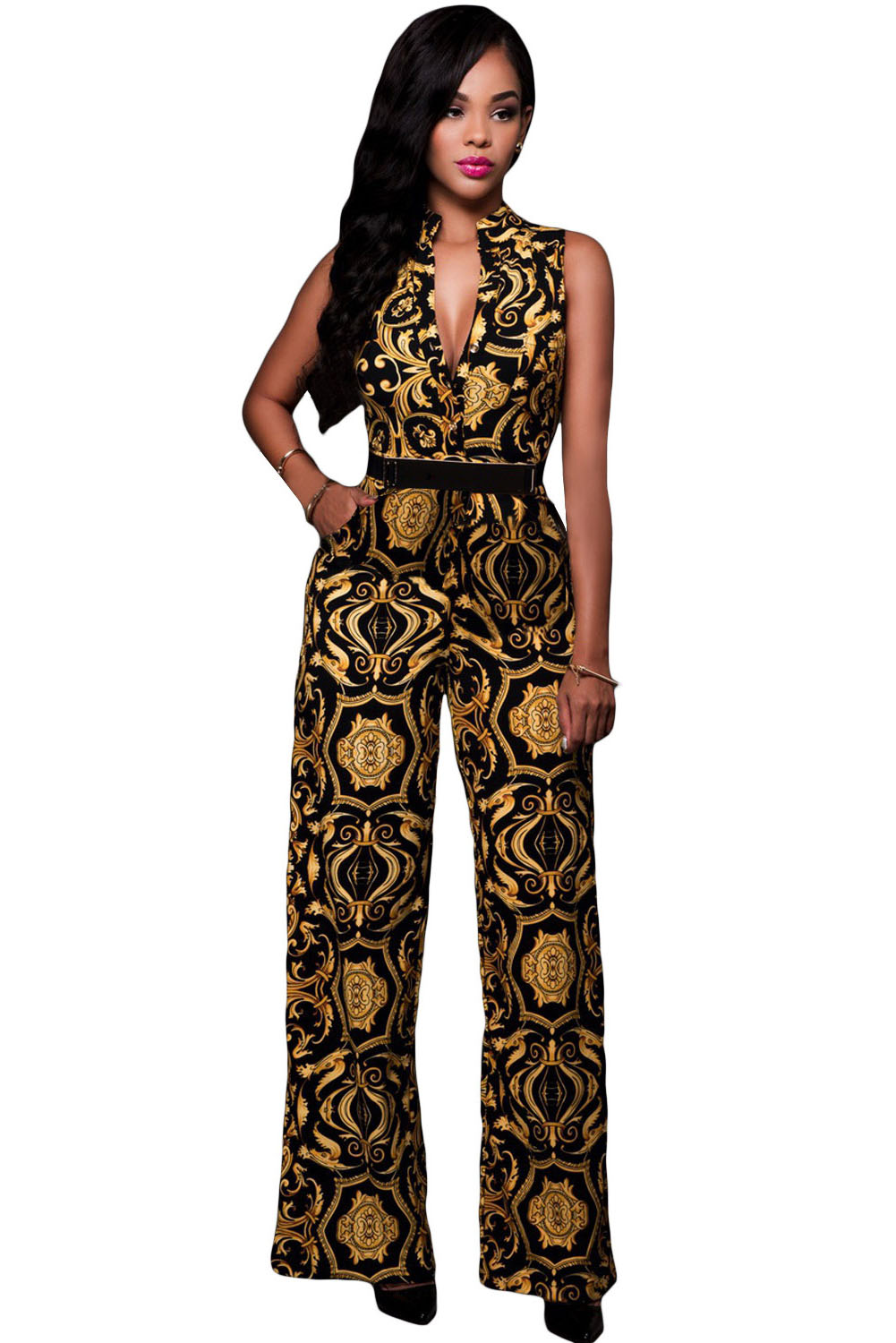 black and yellow jumpsuit