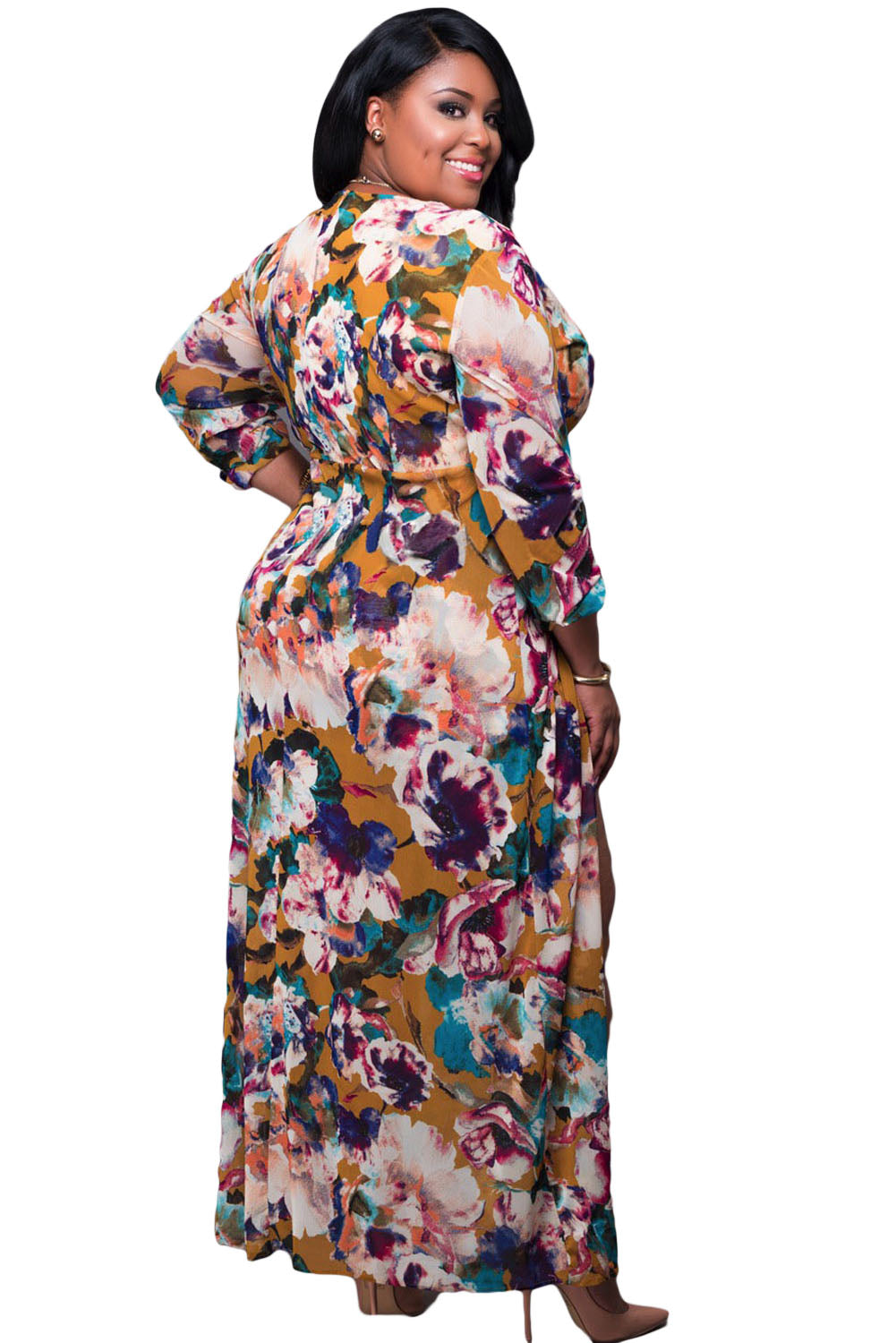 Sexy Plus Size Sleeved Floral Romper Maxi Dress – SEXY AFFORDABLE CLOTHING
