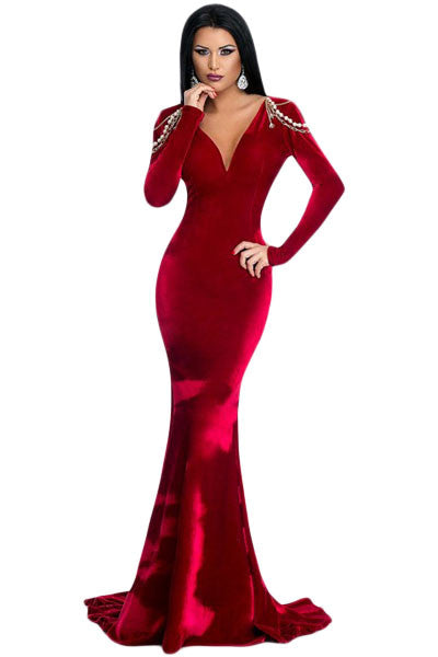 Long Sleeve Velvet Evening Dresses ...