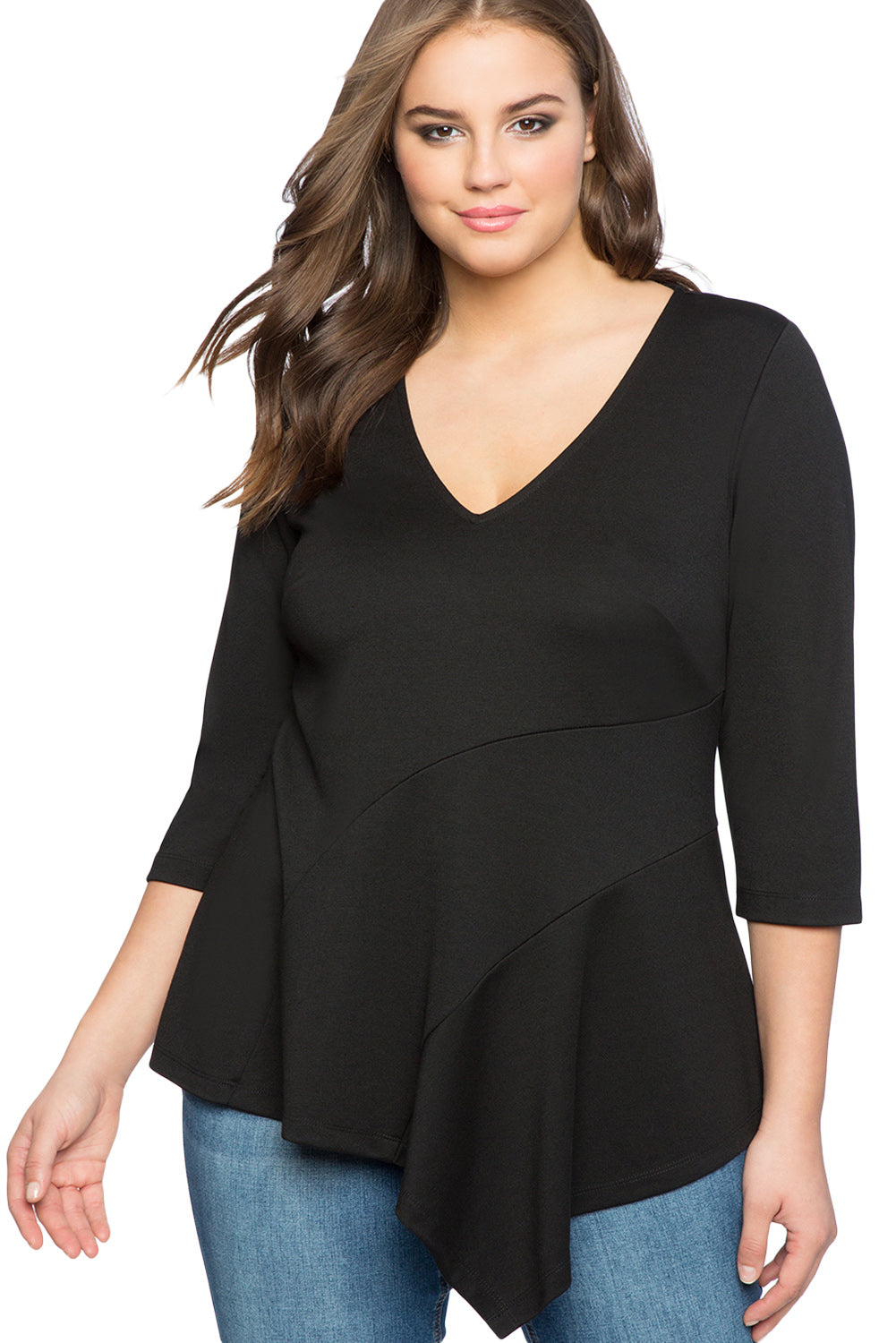 Sexy Black Asymmetric Flounce Plus Size Peplum Top – SEXY AFFORDABLE ...