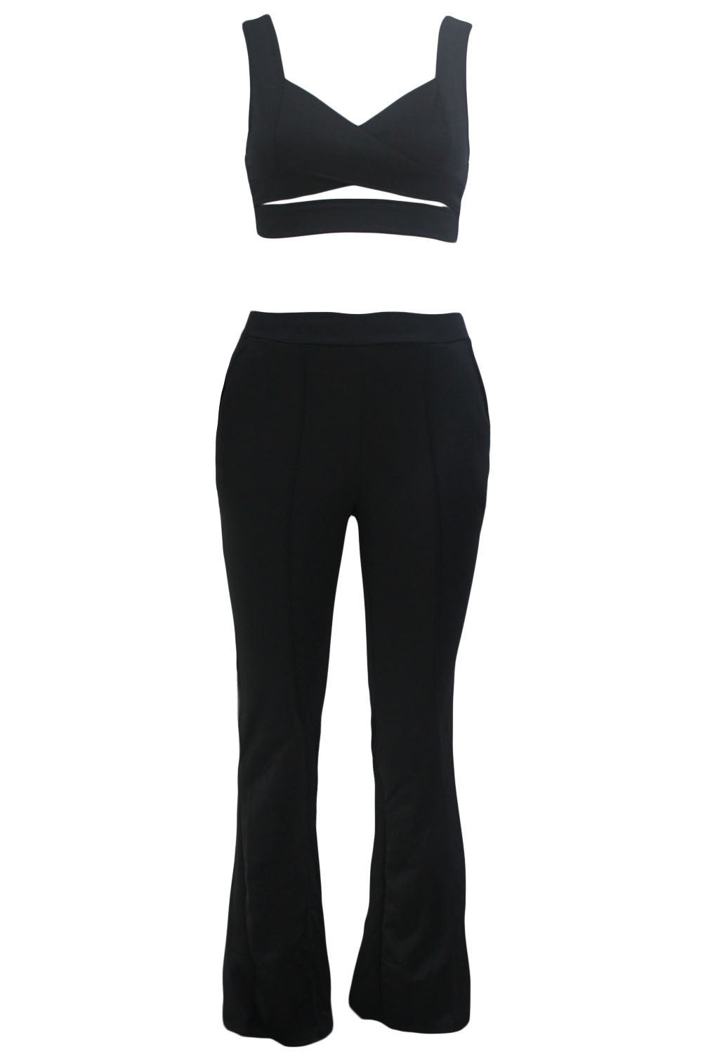 black crop top and pants set