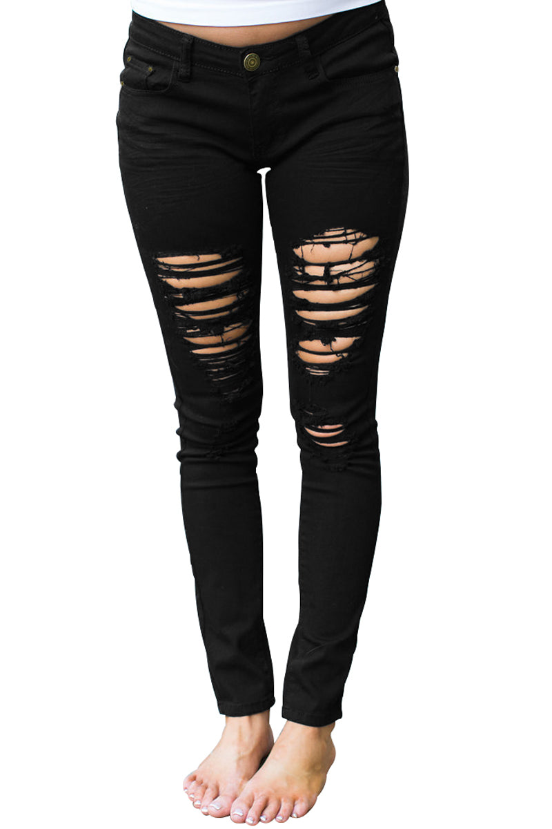 black ripped jeans women's