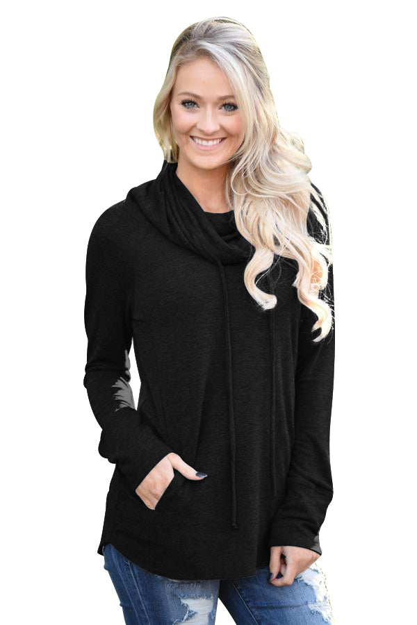 black cowl neck hoodie