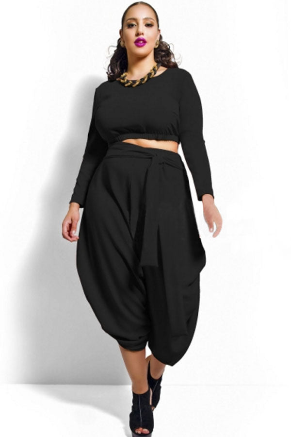 plus size crop top and pants set