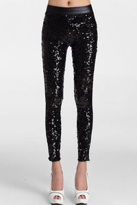 Sexy Black Sequin Front PU Leggings – SEXY AFFORDABLE CLOTHING