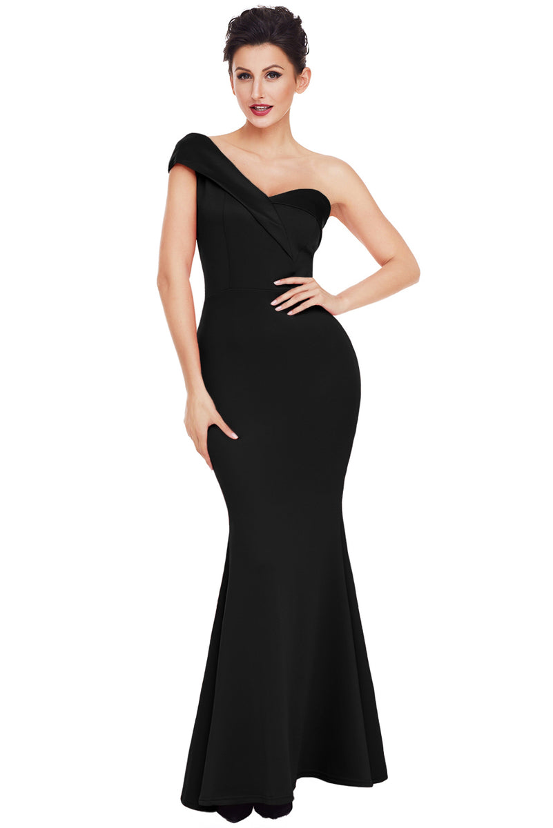 Sexy Black Sexy One Shoulder Ponti Gown – SEXY AFFORDABLE CLOTHING