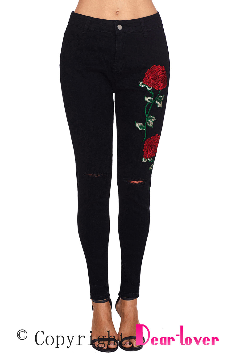 black jeans with roses